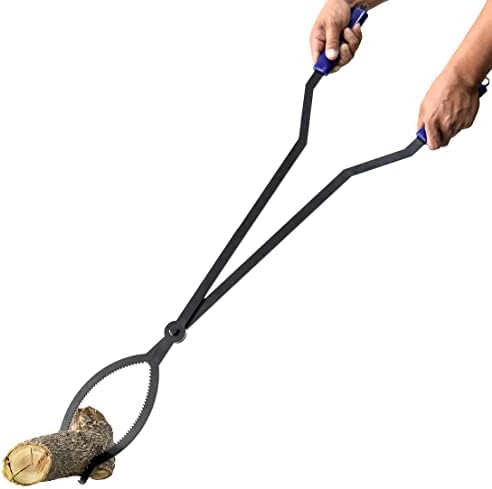 40in Heavy Duty Fire Tongs Firewood Grabber Tool with Scissor Shape Serrated, Log Claw Tongs for Bonfire Campfire Fire Pit Outdoor Indoor Log Grabber Rustproof Safely Moves Firewood
