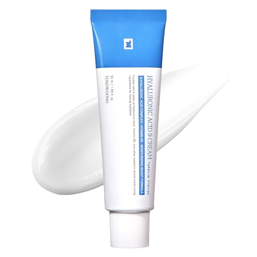 Hyaluronic Acid 9 Cream, Vitamin B5, Collagen, Niacinamide, Centella Asiatica Extract, Long-lasting Hydration, Daily Moisturizer Face Cream, Korean Skin Care, 50ml, 1.69 fl.oz.