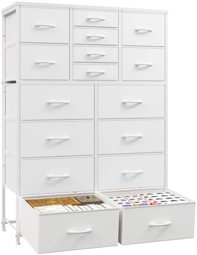 57â€œH Dresser for Bedroom with 16 Drawers,Dressers & Chests of Drawers for Bedroom,Large White Dresser, Sturdy Metal Frame & Wood Top,Entryway, Hallway