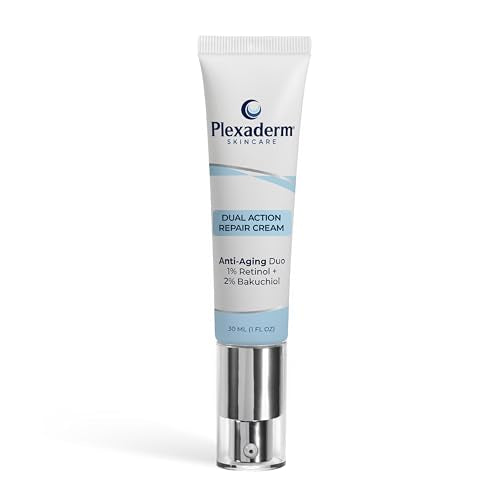 Plexaderm Dual Action Repair 1% Retinol Neck Cream. Anti Aging Cream with Retinol, Bakuchiol, and Hyaluronic Acid to Fight Wrinkles, Neck Lines and Crepey Skin, 1 fl. oz.