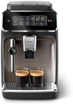 Philips 3300 Series Fully Automatic Espresso Machine - 5 Hot & Iced drinks, 40% Quieter SilentBrew, Ceramic Grinder, Aquaclean Filter, Black Chrome (EP3326/90)