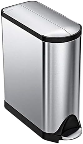 simplehuman 40 Liter / 10.6 Gallon Dual Compartment Butterfly Lid Kitchen Recycling Step Trash Can, Brushed Stainless Steel