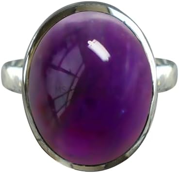 Solid 925 Sterling Silver Ring for Women & Men, Amethyst Ring Gemstone Unique Handcrafted Ring (US Size 5)