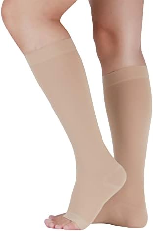 LIN PERFORMANCE Compression Socks for Women and Men Knee High Open Toe Medical Compression Stockings Varicose Vein Swollen legs Travel