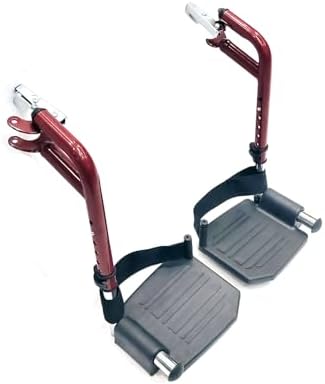 Wheelchair footrest Red Replacement,Economy Footrest for Wheelchairs and Transport Chair, Composite Footplates and Heel Loops,Universal Swing-Away Footrests, T93HEP, PH-SF(1 Pr, Red)