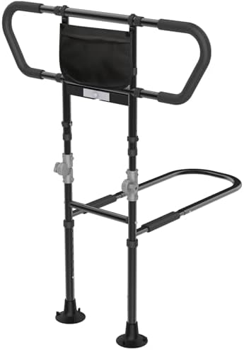 Bed Rails for Elderly Adults Seniors Adjustable Height Safety Rail with 400 Lbs Capacity, Non-Slip Handle & Smart Night Light, Fall Prevention Grab Bar for King Queen Full Twin Beds Black