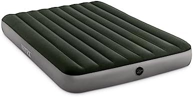 Intex 64779E Dura-Beam Standard Prestige Air Mattress: Fiber-Tech - Queen Size - Hand-Held Battery Pump - 10in Bed Height - 600lb Weight Capacity