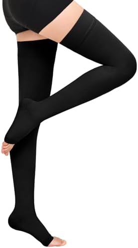 20-30 mmHg Compression Stockings for Women & Men,Thigh High Medical Compression Socks,Support Graduated Compression Hose Sock for Treatment Varicose Veins Swelling-Closed Toe/Open Toe/Footless