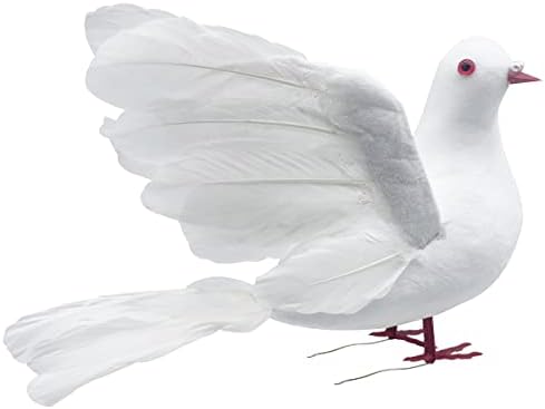 Large White Flying Doves 9.5-Inch Artificial Simulation Foam Bird Feathered Dove for Craft Wedding Decoration Party Accessories Christmas Tree Ornaments (Big Fly Dove)