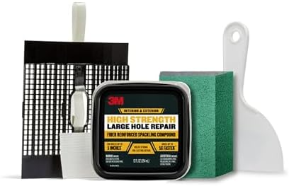 3M High Strength Large Hole Repair Kit, Includes Spackling Compound 32 oz, Spreader, Sanding Sponge, Hole Repair Plate & Tape, Easy Wall Repair Kit, No Shrinking, Cracking or Sagging (LHR-SIOCKIT)