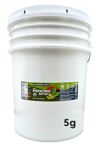 Wilderness Poets, Pistachio Butter - Organic, Raw, 100% Pistachio (640 Ounce - 40 Pound - 5 Gallon) - Perfect for Dubai Chocolate Bar Desserts with Kataifi or Savory Creations - Unsweetened, California-Grown