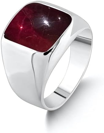 Solid 925 Sterling Silver Cushion Shape Gemstone Men Signet Ring, Beautiful Handcrafted Christmas Gift for Fathers, Son, Boyfriend, Friend