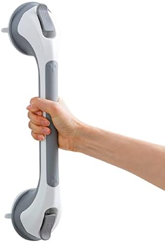 TAILI Shower Grab Bar 16 Inch Suction Cup Grab Bars for Bathroom, Removable Shower Safety Handle Heavy Duty Bathtub Grip for Seniors & Elderly, Strong Handrails No Drilling Waterproof, Grey
