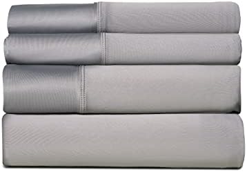 SHEEX - Active Comfort Cooling Sheets Set (King/California King) Pewter - Moisture Wicking - 1 Flat Cooling Sheet, 1 Fitted Cooling Sheet, 2 Cooling Pillow Covers - Wrinkle Free - Sleep Aid