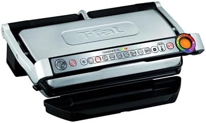 T-Fal OptiGrill Stainless Steel XL Electric Grill, 6 Servings, 9 Intelligent Automatic Cooking Modes, Panini Press, 1800 Watts, Nonstick Removable Plates, Indoor, Frozen Food, Kitchen Appliances