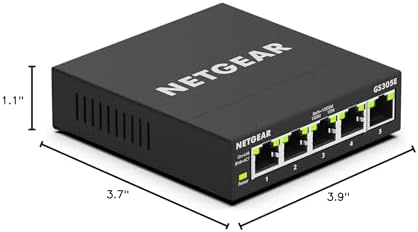 NETGEAR 5-Port Gigabit Ethernet Easy Smart Managed Essentials Switch (GS305E) - Desktop or Wall Mount, Home Network Hub, Office Ethernet Splitter, Silent Operation