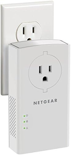NETGEAR Powerline adapter Kit, 2000 Mbps Wall-plug, 2 Gigabit Ethernet Ports with Passthrough + Extra Outlet (PLP2000-100PAS), White