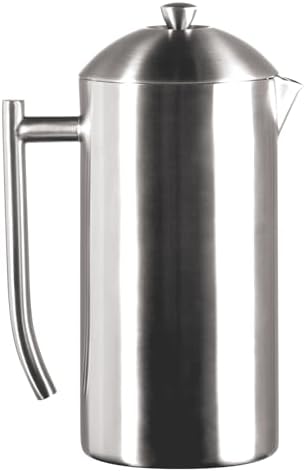 Frieling Coffee Press Stainless Steel French Press Coffee Maker - 44 oz, Brushed Stainless Steel - Double-Walled Insulated Zero Sediment Filter - For Home & Camping