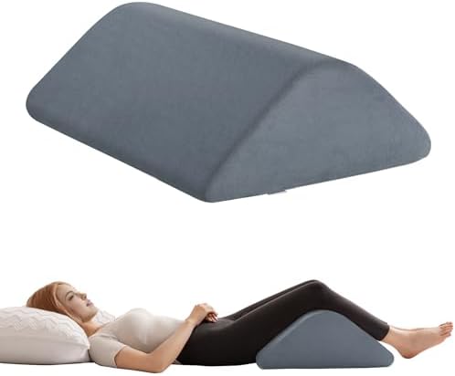 Knee Wedge Pillow 8'' for Post-Surgery Recovery - Leg Elevation Support for Sleep Position, Alleviating Lower Back & Hip Pain Enhancing Circulation in Ankles Legs Triangle Pillow with Removable Cover