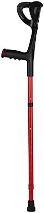 Lightweight Foldable Forearm Crutch, Aluminum Walking Stick,Height Adjustable, Ergonomic Handle with Comfortable Grip 2ZG-02BM (Red)