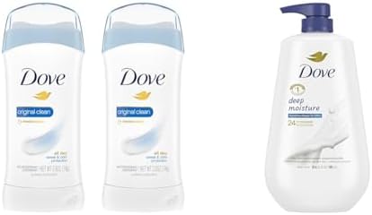 Dove Invisible Solid Antiperspirant Deodorant Stick & Body Wash with Pump Deep Moisture For Dry Skin Moisturizing Skin Cleanser with 24hr Renewing MicroMoisture Nourishes The Driest Skin 30.6 oz