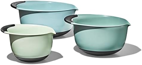 OXO Good Grips 3-Piece Plastic Mixing Bowl Set - Cadet Blue, Tower Gray, Jade, Small, Medium, Large