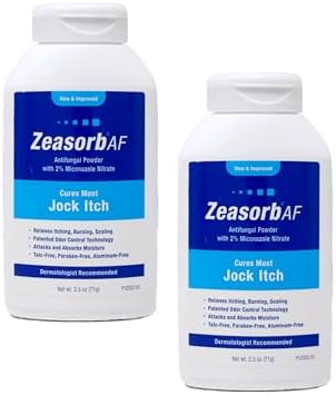 Zeasorb-AF Super Absorbent Antifungal Treatment Powder for Jock Itch 2.5 oz (Pack of 2)