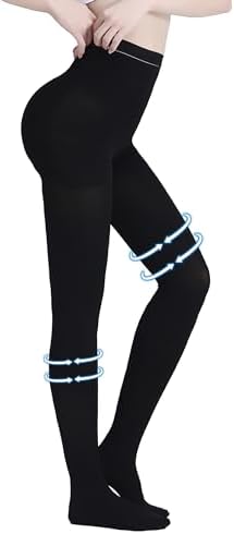 AMZAM® Compression Pantyhose for Women & Men, Closed Toe, Opaque, Firm Support 20-30mmHg Graduated Compression Stockings, Help Relieve Swelling Edema Varicose Veins, Nursing, Black S