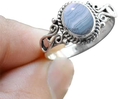 Elegance in Every Detail: Handmade 925 Sterling Silver Rings with 6x8 Oval Natural Gemstones (US Ring size 4, Amethyst)