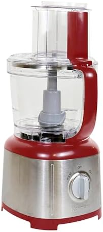 Kenmore 11 Cup Food Processor - Vegetable & Fruit Salad Cutter, Multifunctional, Chopper, Clicer, Mincer, Puree, Grater, Blades, Shredder, Compact Stainless Steel Kitchen Appliances, 500 W Red