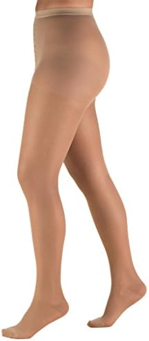 Truform 15-20 mmHg Compression Pantyhose, Sheer 20 Denier Women's Shaping Tights, Light Beige, Petite
