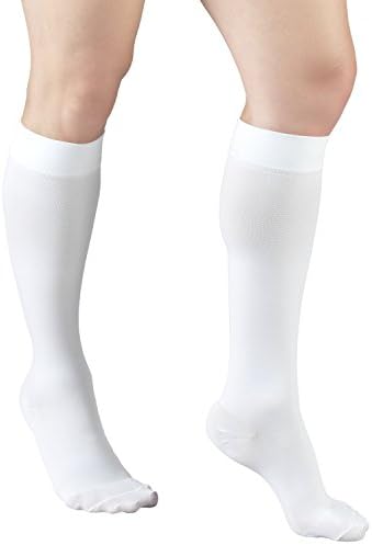 Truform 30-40 mmHg Compression Stockings for Men and Women, Knee High Length, Closed Toe, White, Medium