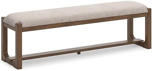 Signature Design by Ashley Cabalynn Farmhouse Upholstered 63" Dining Bench, Beige & Light Brown