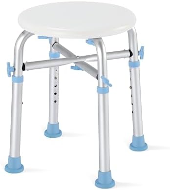 OasisSpace Adjustable Shower Stool Chair - 500lb Weight Capacity, Anti-Slip Rubber Tips & Quick Assembly, Bath Seat for Elderly/Disabled Adults, Indoor Shower Use