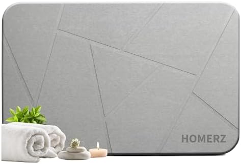 Homerz Stone Bath Mat – Premium Diatomaceous Earth Bath Mat, Rock Absorbent Bath Mats for Bathroom, Modern Stone Drying Mat, Shower Mat Outside Shower, Tapetes para Baño 23.6"x15.3" Light Gray