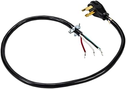 Whirlpool PT600L Genuine OEM 4-Prong 30-Amp Power Cord For Electric Dryers 6 Feet Black replaces 33002441, 3390602, 3392394, 687396, 694276, W10830963