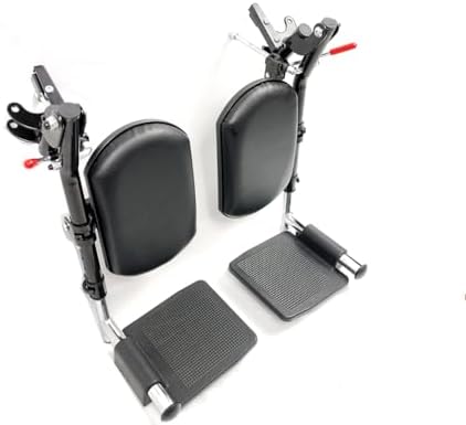 Wheelchair elevating Leg Rests, with Padded Calf pad, Composite Footplates, Compatible with Reclining and Standard Wheelchair, Transport Chair. Universal Replacement Parts, (1 Pair)