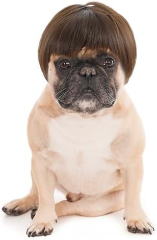 Funny Brown Dog Cat Cosplay Wigs for Small Dogs - Adjustable, Trimmable, Perfect for Halloween, Parties, Christmas & Festivals