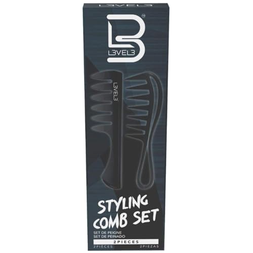 L3 Styling Comb Set - Professional Salon Look - Lightweight and Ergonomic - Comfortable and Glides Easily - Level Three - 2pc