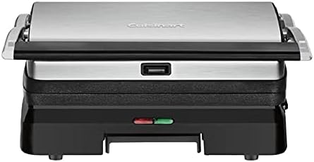 Cuisinart GR-11 Griddler 3-in-1 Grill and Panini Press, Silver (Renewed)