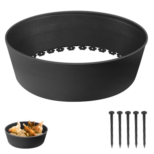 Chicken Dust Bath Tub, Adjustable 25'' Chicken Dust Bath Contain Bottomless Design, Dust Bath for Chickens, Ducks, Turkeys, Quails for Farms, Chicken Coops (Black)