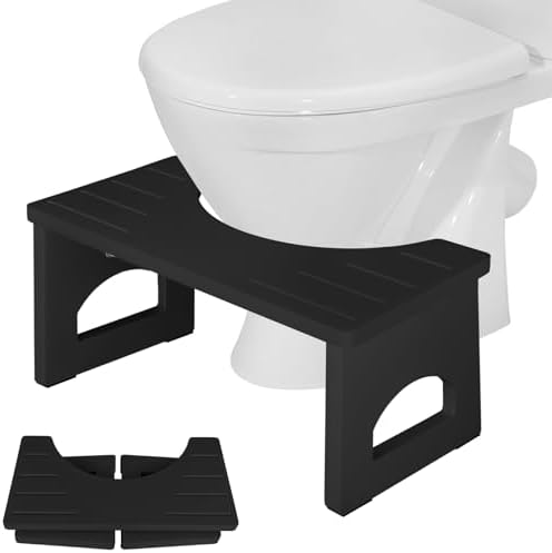Foldable Toilet Potty Stool for Adults,Wood Portable Squatting Poop Foot Stool, Bathroom Non-Slip Toilet Assistance Step Stool - Gifts for Kids Seniors