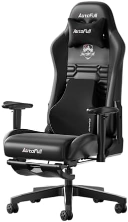 AutoFull C3 Gaming Chair, Racing Style Gaming Chair with Ergonomic Lumbar Support,Adjustable High Back PU Leather PC Chair with Footrest,Black