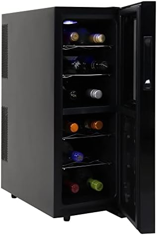 Koolatron Urban Series 12 Bottle Wine Cooler Refrigerator Dual Zone Thermoelectric Wine Fridge Freestanding Wine Cellar for Red White Sparkling Wine Ideal for Kitchen Apartment RV