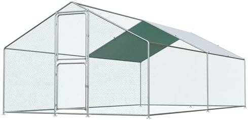 Large Chicken Coop, Chicken Coops for 20 Chickens, Chicken Runs for Yard with Water Poof & UV Resistance Cover, Chicken Coop Run with Double Lockable Doors for Farm Outdoor Backyard Use