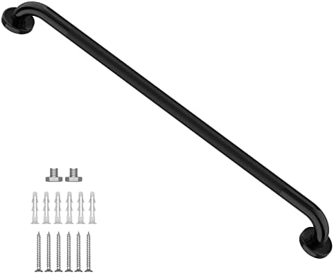 Black Shower Grab Bar w/Anti-Slip Knurled Grip 36 Inch, Zepolu Stainless Steel Bathroom Handicap Grab Bars, Safety Bar Balanced Handrail, Handicap Injury Elderly Senior Assist Support Shower Handle