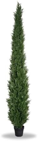 8 Feet Pre-Potted Evergreen Outdoor Artificial Cedar Tree for Front Porch Decor, Outdoor Entryway Decor Fake Tree, Tall Faux Tree with UV Resistant Coating (1 Pack)