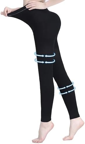 AMZAM® Compression Pantyhose for Women & Men, Footless, Opaque, Firm Support 20-30mmHg Graduated Compression Stockings, Help Relieve Swelling Edema Varicose Veins, Nursing, Black L