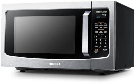 TOSHIBA ML-EM45PIT(SS) Countertop Microwave Oven with Inverter Technology, Kitchen Essentials, Smart Sensor, Auto Defrost, 1.6 Cu.ft, 13.6" Removable Turntable, 33lb.&1250W, Stainless Steel