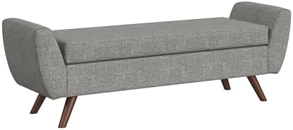 HomePop Modern Storage Bench with Wood Legs Home DÃ©cor|Bench with Storage for Living Room & Bedroom - Gray Woven